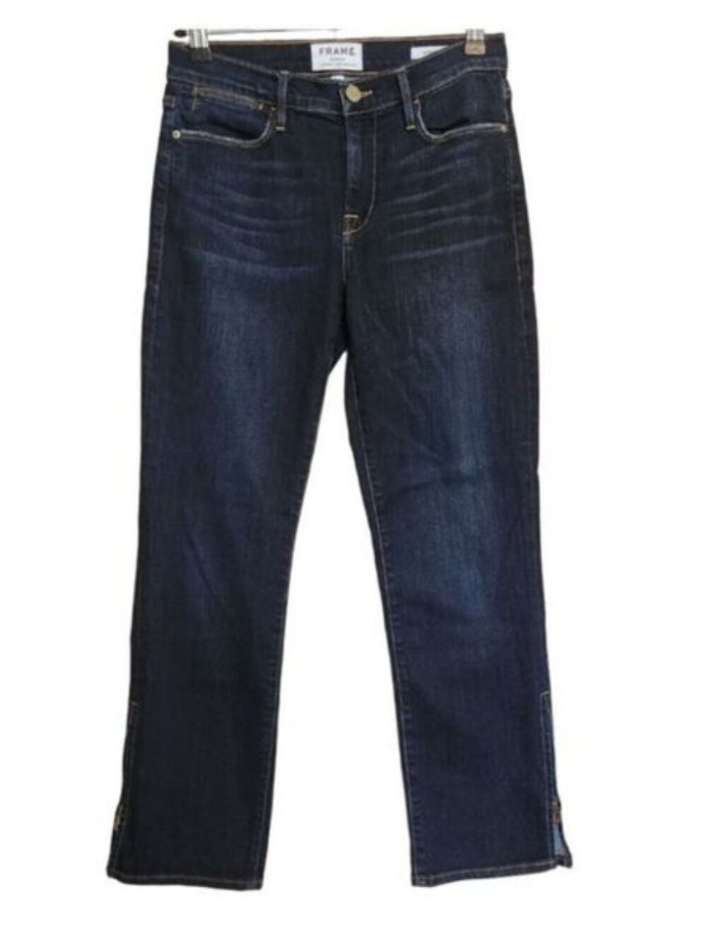 FRAME DENIM LE HIGH STRAIGHT DARK WASH CROPPED ZIP ANKLE JEAN SIZE 26